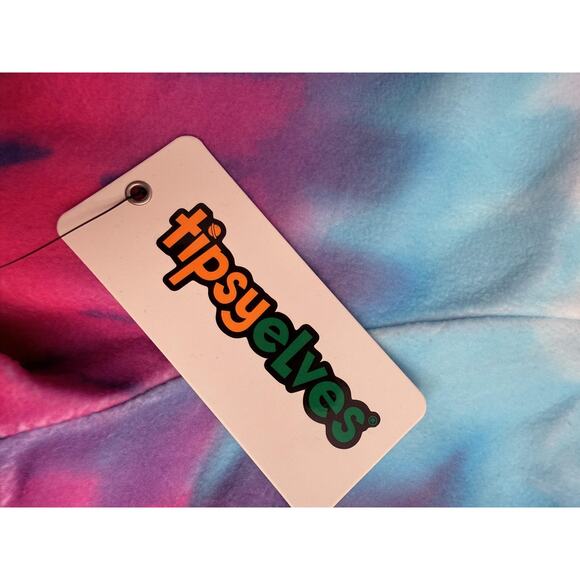 Tipsy Elves Hoodie Sz Small White Teal Pink Purple On the Horizon Tie Dye NEW - Picture 5 of 9